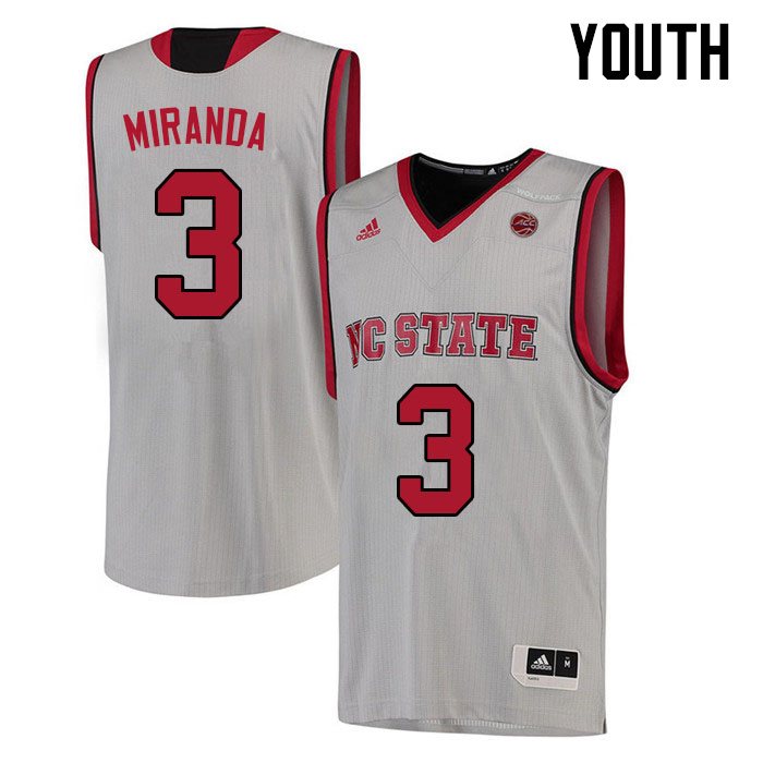Youth #3 Isaiah Miranda NC State Wolfpack College Basketball Jerseys Sale-White